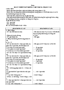 Giáo án Toán 1 - Tuần 20 | sách Vì sự bình đẳng và dân chủ trong giáo dục