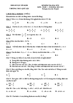 Đề thi học kỳ 2 Toán 7 năm 2022 – 2023 phòng GD&ĐT Vụ Bản – Nam Định