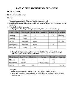 Bài tập thực hành Microsoft Access môn Tin học đại cương | Đại học Thăng Long