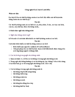 Công nghệ 6 bài 3 Ngôi nhà thông minh Cánh Diều