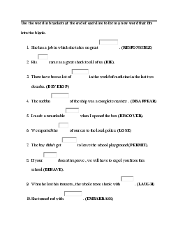 HSG TA 9 - Word formation