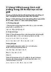 21 Dạng Viết Phương Trình Mặt Phẳng Thi Đại Học Có Lời Giải