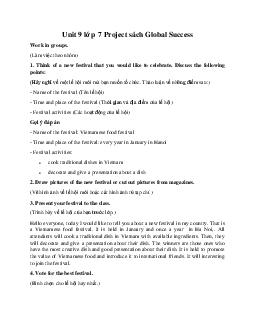 Unit 9 lớp 7 Project sách Global Success