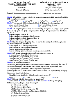 Đề KSCL giữa học kì 2 lớp 12 môn Sinh học năm 2017 - 2018 trường THPT Nguyễn Viết Xuân - Vĩnh Phúc