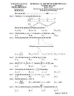 Đề KSCL Toán thi tốt nghiệp THPT 2021 lần 3 trường THPT Lê Lai – Thanh Hóa