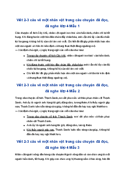 Viết 2-3 câu về một nhân vật trong câu chuyện, xác định chủ ngữ, vị ngữ, trạng ngữ của mỗi câu | Tập làm văn 4