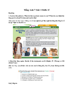 Tiếng Anh 7 Right On Unit 1 Skills 1f