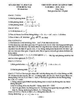 Đề tuyển sinh lớp 10 THPT môn Toán năm 2020 – 2021 sở GD&ĐT Đồng Nai