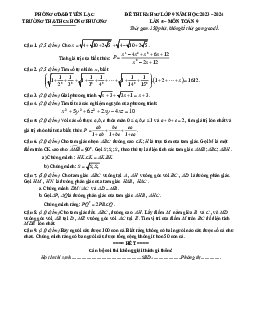 Đề khảo sát HSG Toán 9 lần 5 năm 2023 – 2024 trường Hồng Phương – Vĩnh Phúc