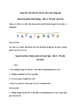 Soạn bài Tôi yêu Sài Gòn trang 109 | Tiếng việt lớp 2 | Chân trời sáng tạo