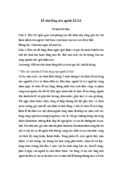 Soạn bài Lễ rửa làng của người Lô Lô - Kết nối tri thức Văn 7