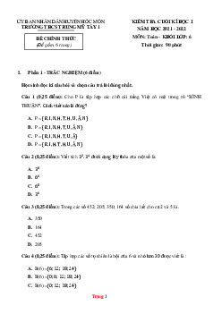 Đề thi HK1 môn Toán 6 CTST 2021-2022 THCS Trung Mỹ Tây 1 (có đáp án )