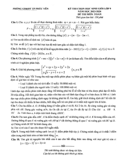 Đề học sinh giỏi Toán 9 năm 2023 – 2024 phòng GD&ĐT Phúc Yên – Vĩnh Phúc