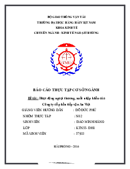 Báo cáo thực tập cơ sở ngành Kinh tế ngoại thương