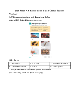 Unit 9 lớp 7 A Closer Look 1 sách Global Success