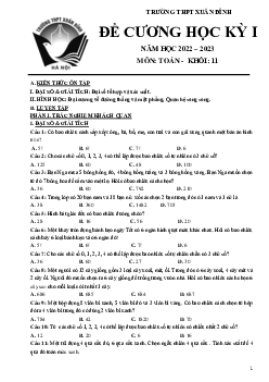 Đề cương cuối kỳ 1 Toán 11 năm 2022 – 2023 trường THPT Xuân Đỉnh – Hà Nội