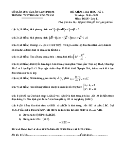 Đề thi học kì 1 Toán 11 năm 2019 – 2020 trường TH Thực hành Sài Gòn – TP HCM