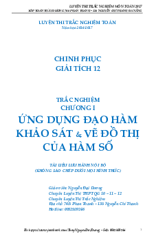 Bài tập trắc nghiệm ứng dụng đạo hàm để khảo sát và vẽ đồ thị hàm số – Nguyễn Đại Dương Toán 12