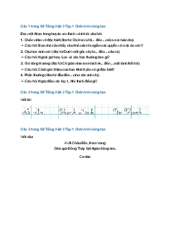 Tiếng Việt 3 trang 68 Ôn tập giữa học kì 1 - Tiết 1 | Chân trời sáng tạo