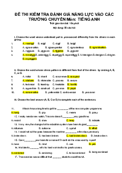 Đề thi thử Tuyển sinh vào 10 chuyên Tiếng Anh (Nguyễn Huy Minh đóng góp)
