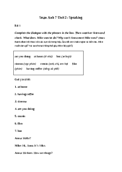 Giải Tiếng Anh 7 Unit 2: Speaking | Friends plus