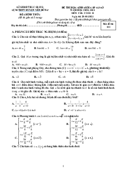 Đề HSG Toán 11 năm 2020 – 2021 cụm THPT huyện Yên Dũng – Bắc Giang