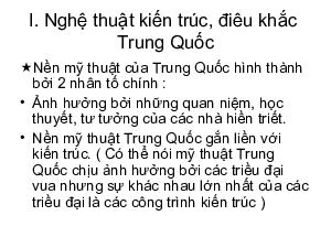 Nghệ thuật kiến trúc điêu khắc Trung Quốc thời cổ trung đại?