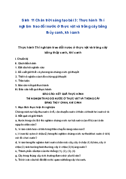Sinh 11 Chân trời sáng tạo bài 3: Thực hành Thí nghiệm trao đổi nước ở thực vật và trồng cây bằng thủy canh, khí canh