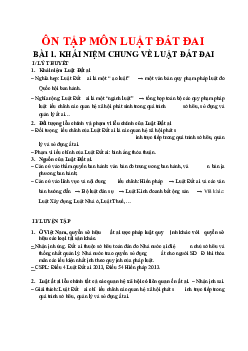Đề cương ôn tập môn Luật Đất đai đủ các phần có lời giải
