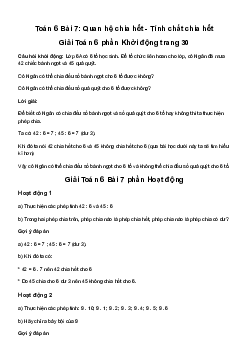 Giải Toán 6 Bài 7: Quan hệ chia hết. Tính chất chia hết | Cánh diều