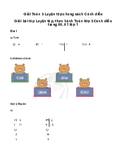 Luyện tập chung: Giải bài tập Luyện tập, thực hành Toán lớp 3 Cánh diều trang 80, 81 tập 1