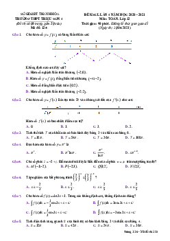 Đề KSCL Toán 12 lần 4 năm 2020 – 2021 trường THPT Triệu Sơn 4 – Thanh Hóa