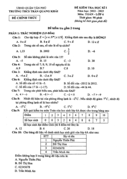 Đề học kì 1 Toán 6 năm 2022 – 2023 trường THCS Trần Quang Khải – TP HCM