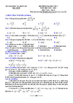 Đề kiểm tra cuối học kỳ 1 Toán 8 năm 2021 – 2022 sở GD&ĐT Bắc Ninh