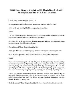 Giải Hoạt động trải nghiệm 10: Hoạt động 6 chủ đề 2 Kết Nối Tri Thức