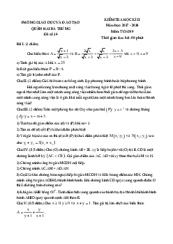 Đề thi HK2 Toán 9 năm học 2017 – 2018 phòng GD và ĐT Hai Bà Trưng – Hà Nội
