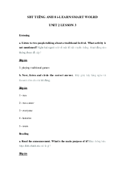 Sách bài tập tiếng Anh 8 unit 2 lesson 3