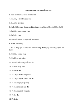 Nhận biết màu sắc của các chất hóa học - Kết Nối Tri Thức