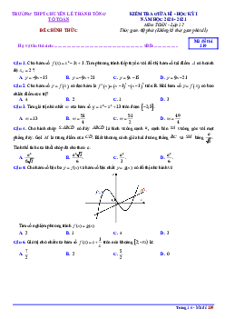 Đề thi giữa HK1 Toán 12 năm 2020 – 2021 trường THPT chuyên Lê Thánh Tông – Quảng Nam