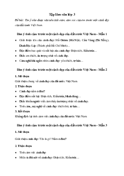 Tìm ý cho đoạn văn nêu tình cảm, cảm xúc của em trước một cảnh đẹp của đất nước Việt Nam (3 mẫu) | Tập làm văn 3 Chân trời sáng tạo