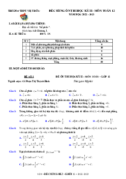 Đề ôn tập học kì 2 Toán 12 năm 2022 – 2023 trường THPT Việt Đức – Hà Nội