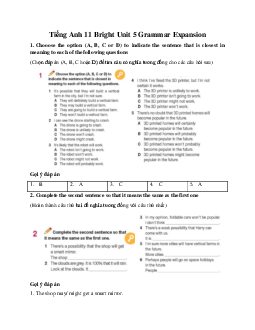 Giải Tiếng Anh 11 Unit 5 Grammar Expansion | Bright