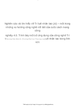 Nghiên cứu và tìm hiểu về Trí tuệ nhân tạo (AI)