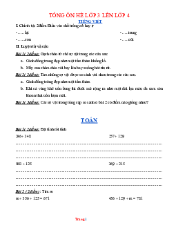 Bài tập ôn hè Toán Tiếng việt lớp 3 lên 4