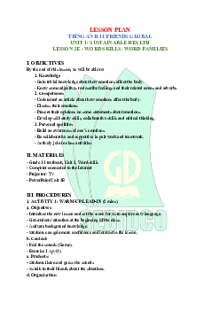 Unit 3: Sustainable health - Lesson plan 3E | Giáo án Tiếng Anh 11 Friends Global