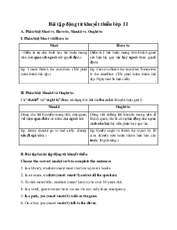 Bài tập động từ khuyết thiếu  | Tiếng anh lớp 11 Global Success
