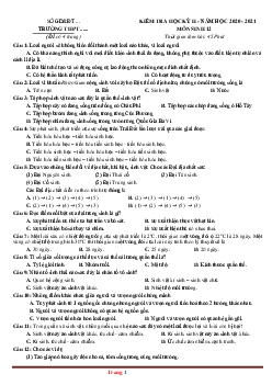Đề kiểm tra sinh học 12 học kỳ II năm 2020 - 2021  (có đáp án)