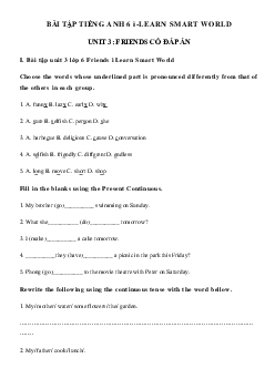 Bài tập tiếng Anh lớp 6 Unit 3 Friends i Learn Smart World - số 4