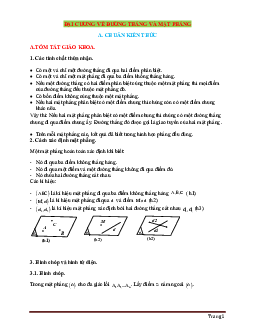 Bài tập tự luận đại cương về đường thẳng và mặt phẳng (có lời giải)