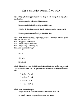 Trắc nghiệm Vật lí 10 Bài 5: Chuyển động tổng hợp | Chân trời sáng tạo